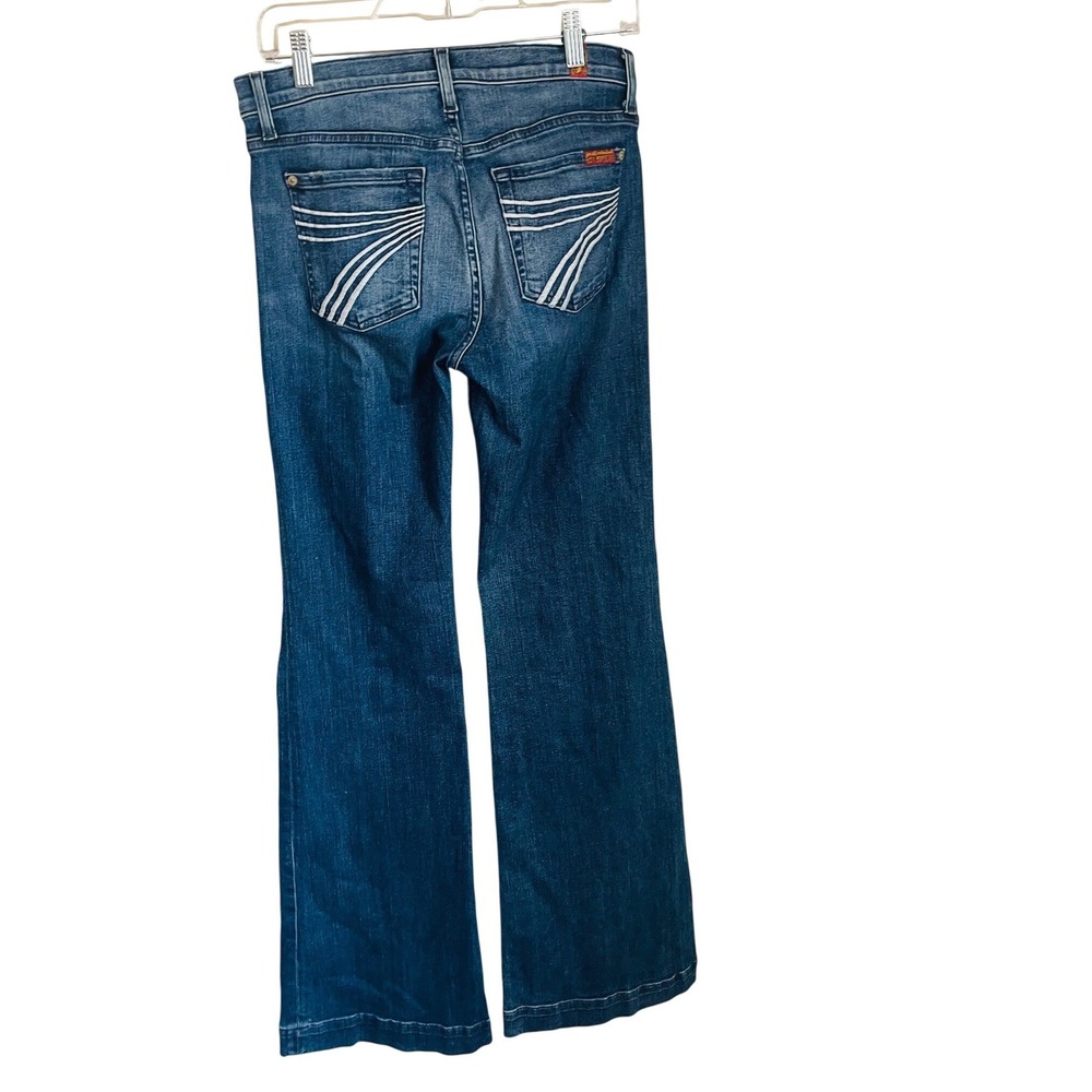 7 For All Mankind Dojo Flare Jeans White Stitch 7 Pocket Size 28